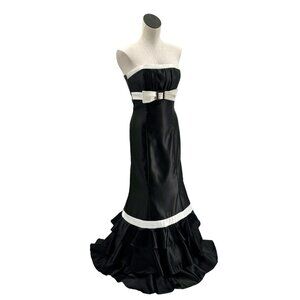 Gunne Sax Y2K Black and White Chic Trumpet Skirt Maxi Gown Formal Dress